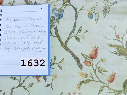 Renaissance Lampas Melograno Pom Fig Rose Tree Of Life On Cream White #1632