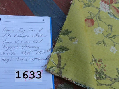 Renaissance Lampas Melograno Pom Fig Rose Tree Of Life On Yellow Gold #1633