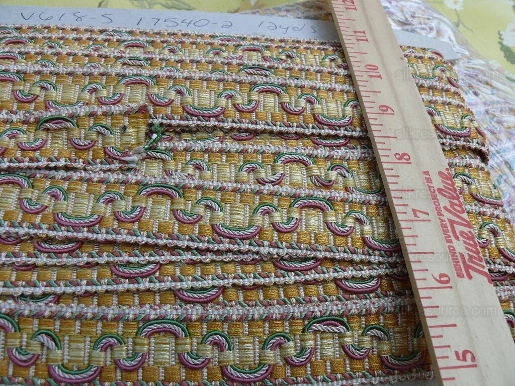 Scalamandre Houles Trim Burnt Amber Orange Pink Rose Flat Braid