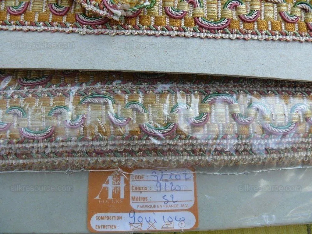 Scalamandre Houles Trim Burnt Amber Orange Pink Rose Flat Braid