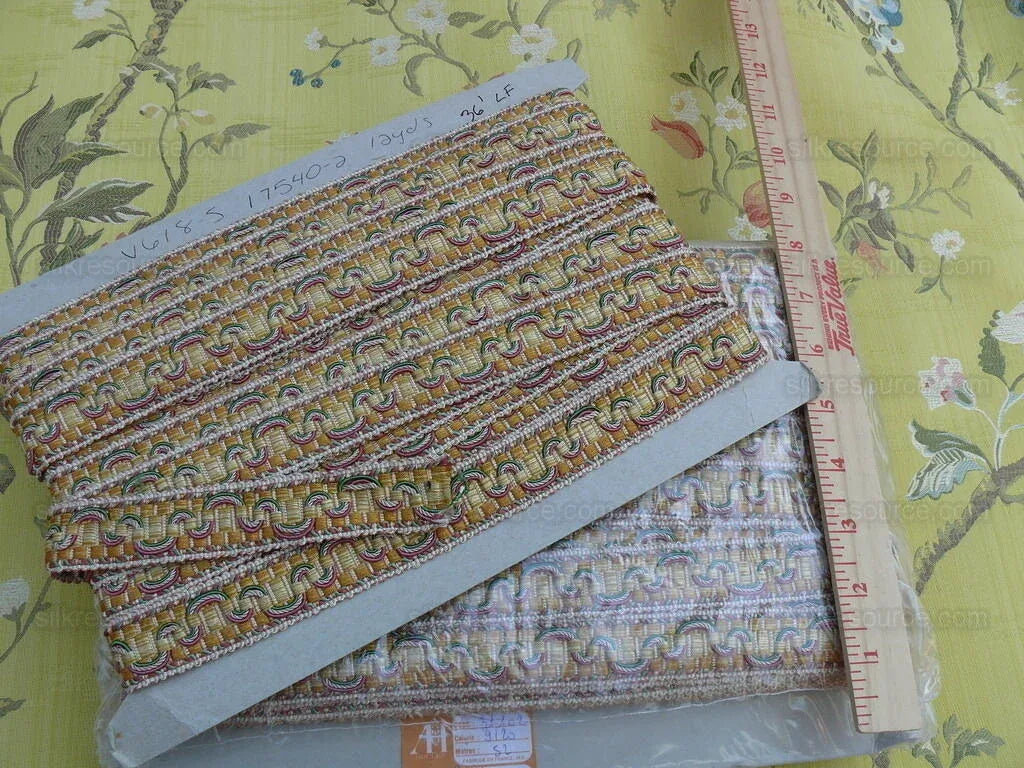 Scalamandre Houles Trim Burnt Amber Orange Pink Rose Flat Braid