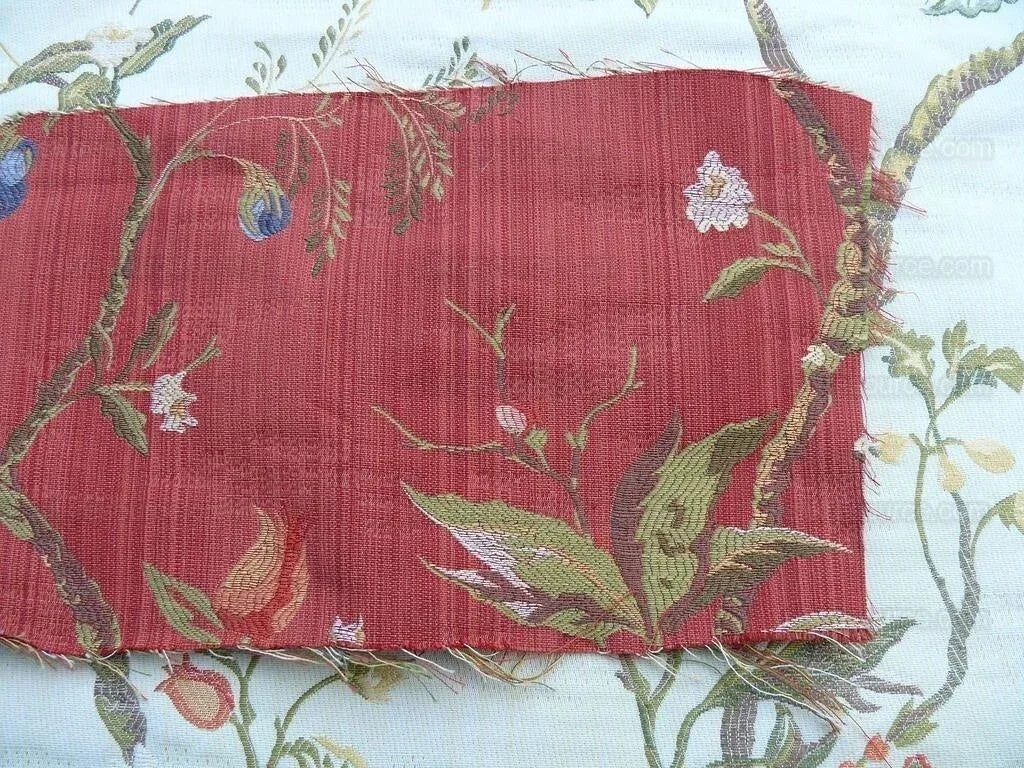 Renaissance Lampas Melograno Pom Fig Rose Tree Of Life On Red #1635