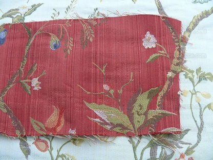 Renaissance Lampas Melograno Pom Fig Rose Tree Of Life On Red #1635