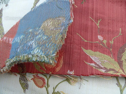 Renaissance Lampas Melograno Pom Fig Rose Tree Of Life On Red #1635