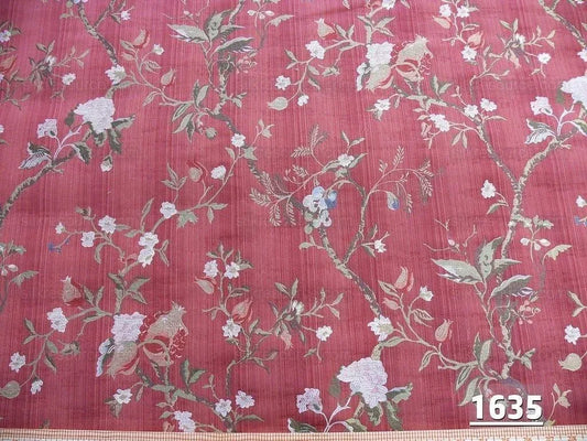 Renaissance Lampas Melograno Pom Fig Rose Tree Of Life On Red #1635