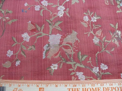 Renaissance Lampas Melograno Pom Fig Rose Tree Of Life On Red #1635