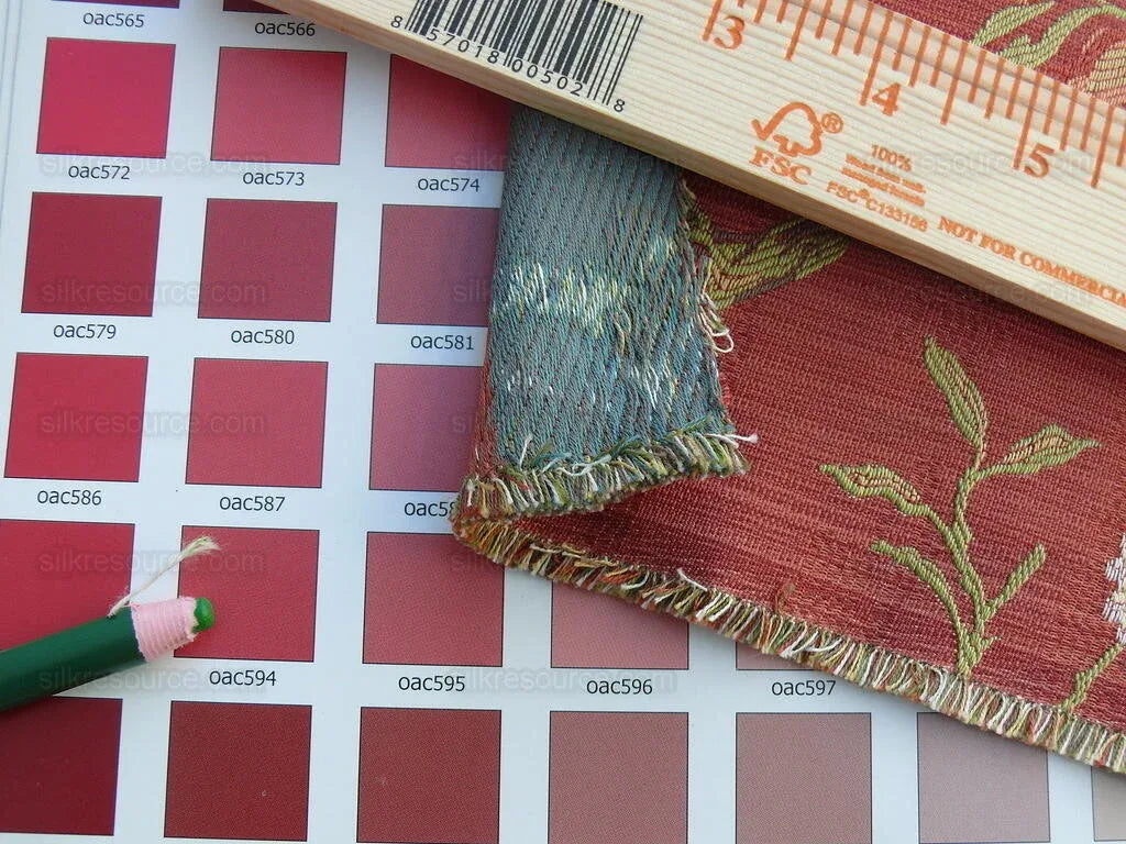 Renaissance Lampas Melograno Pom Fig Rose Tree Of Life On Red #1635