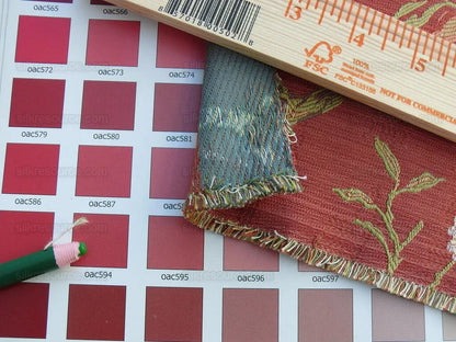 Renaissance Lampas Melograno Pom Fig Rose Tree Of Life On Red #1635