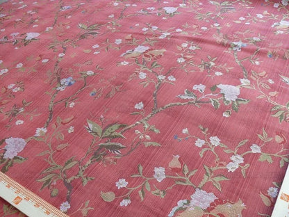 Renaissance Lampas Melograno Pom Fig Rose Tree Of Life On Red #1635