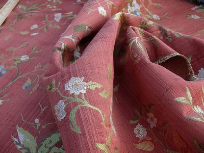 Renaissance Lampas Melograno Pom Fig Rose Tree Of Life On Red #1635