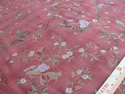 Renaissance Lampas Melograno Pom Fig Rose Tree Of Life On Red #1635