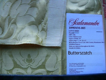 Special Order By yard Scalamandre 100%silk Love Bird Butterscotch Gold MSRP USD 748/Y