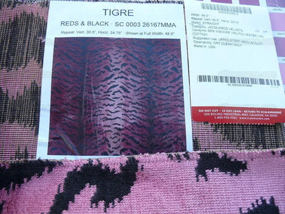 Scalamandre Tigre Jacquard Velvet Reds And Black MSRP USD 756/y