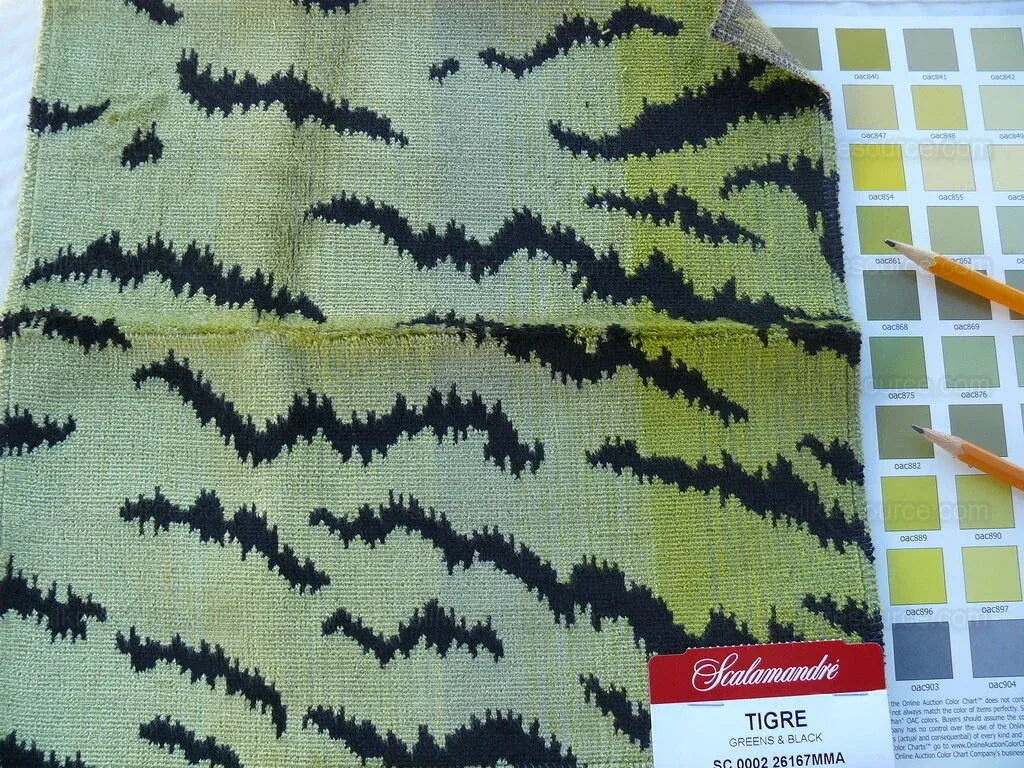Scalamandre Tigre Jacquard Velvet Greens And Black MSRP USD 756/y