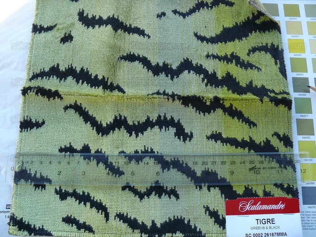 Scalamandre Tigre Jacquard Velvet Greens And Black MSRP USD 756/y