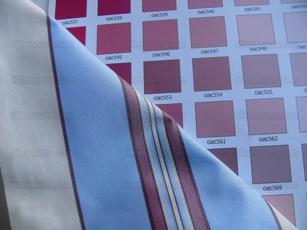 By yard Brunschwig &amp; Fils 100%silk Taffeta Stripe Sky Blue Pink Cream White MSRP USD 270/Y