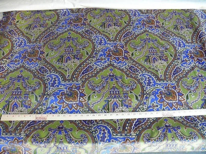Brunschwig &amp; Fils Gulchihra Printed Velvet Pagoda Paisley Cotton Blue Green Persian Mughal MSRP USD 536/y