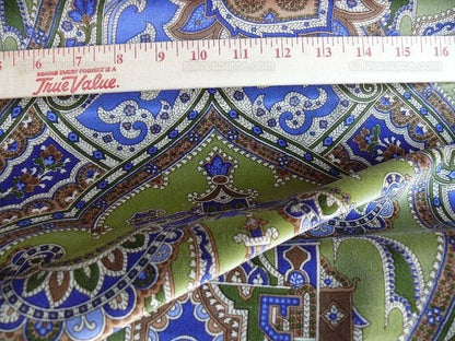 Brunschwig &amp; Fils Gulchihra Printed Velvet Pagoda Paisley Cotton Blue Green Persian Mughal MSRP USD 536/y