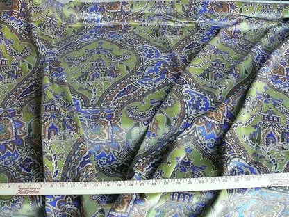 Brunschwig &amp; Fils Gulchihra Printed Velvet Pagoda Paisley Cotton Blue Green Persian Mughal MSRP USD 536/y
