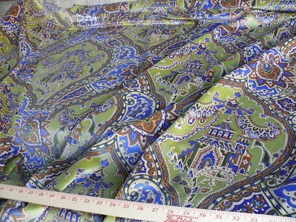 Brunschwig &amp; Fils Gulchihra Printed Velvet Pagoda Paisley Cotton Blue Green Persian Mughal MSRP USD 536/y