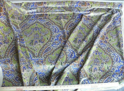Brunschwig &amp; Fils Gulchihra Printed Velvet Pagoda Paisley Cotton Blue Green Persian Mughal MSRP USD 536/y