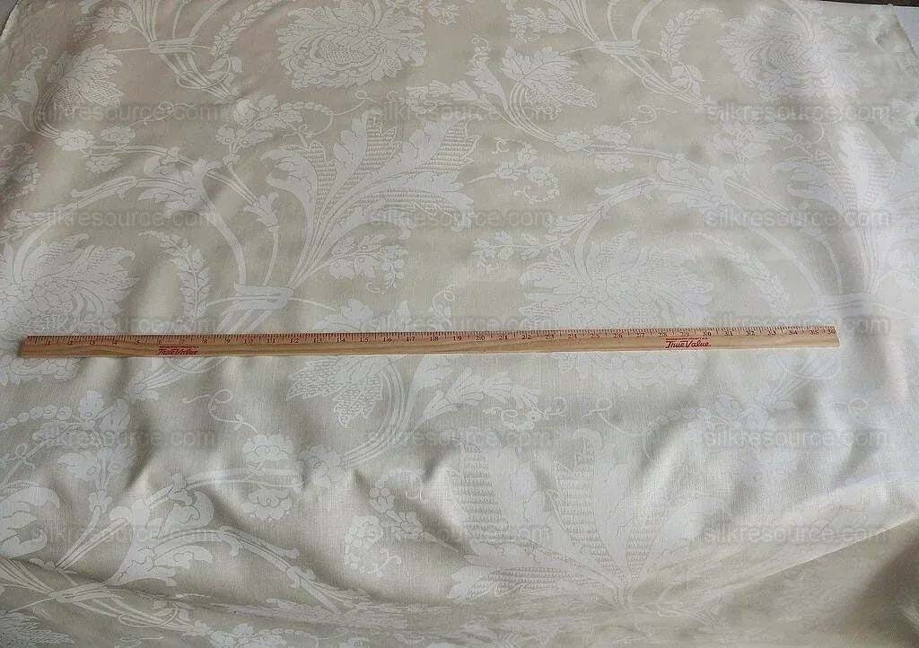 by yard Brunschwig &amp; Fils Upton Damask Linen Print Oyster White on White Heavy