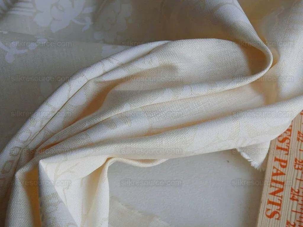 by yard Brunschwig &amp; Fils Upton Damask Linen Print Oyster White on White Heavy