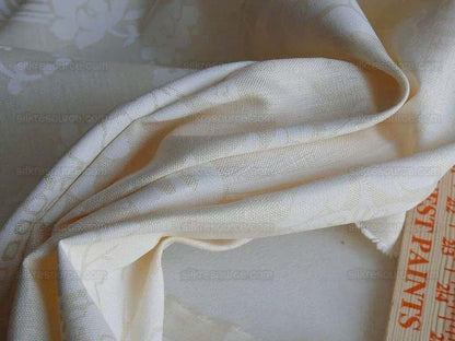 by yard Brunschwig &amp; Fils Upton Damask Linen Print Oyster White on White Heavy