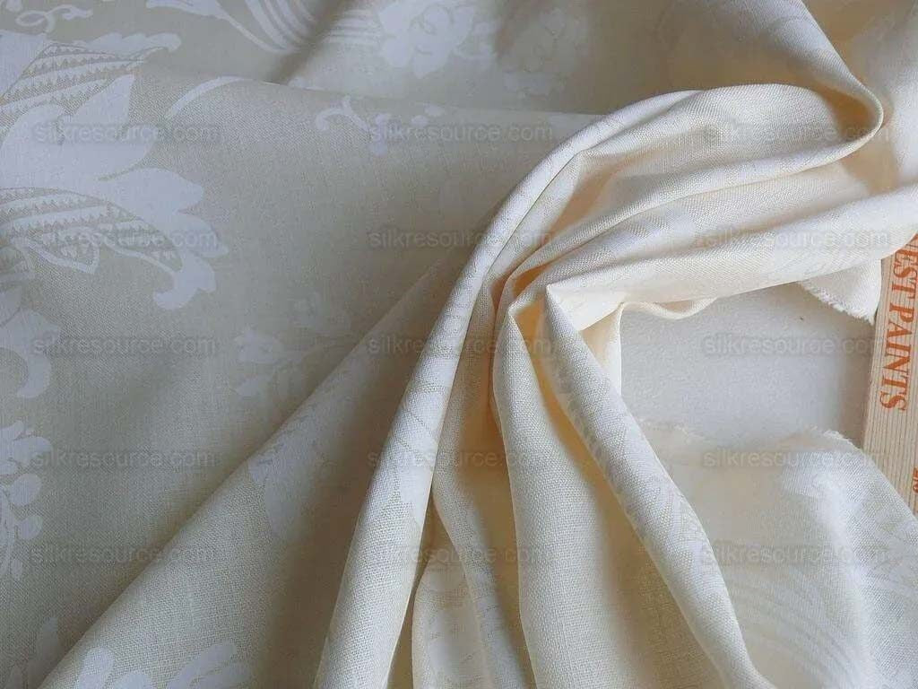 by yard Brunschwig &amp; Fils Upton Damask Linen Print Oyster White on White Heavy
