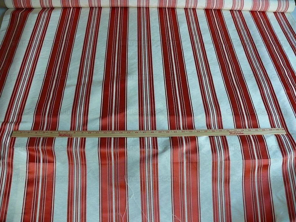 Brunschwig &amp; Fils Vilmorin Satin Stripe Coral Red Pink MSRP USD 290/y by yard