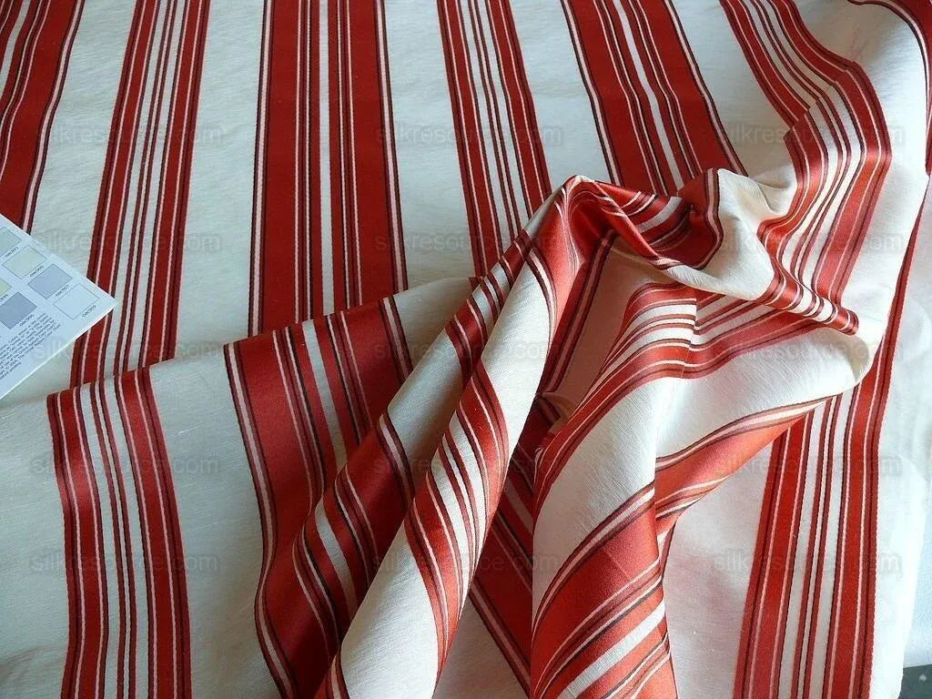 Brunschwig &amp; Fils Vilmorin Satin Stripe Coral Red Pink MSRP USD 290/y by yard