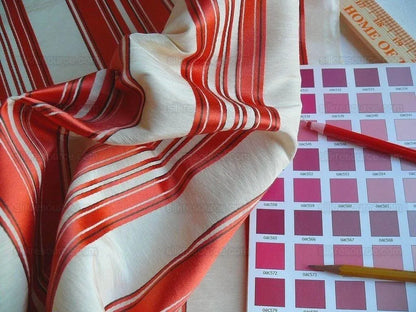 Brunschwig &amp; Fils Vilmorin Satin Stripe Coral Red Pink MSRP USD 290/y by yard