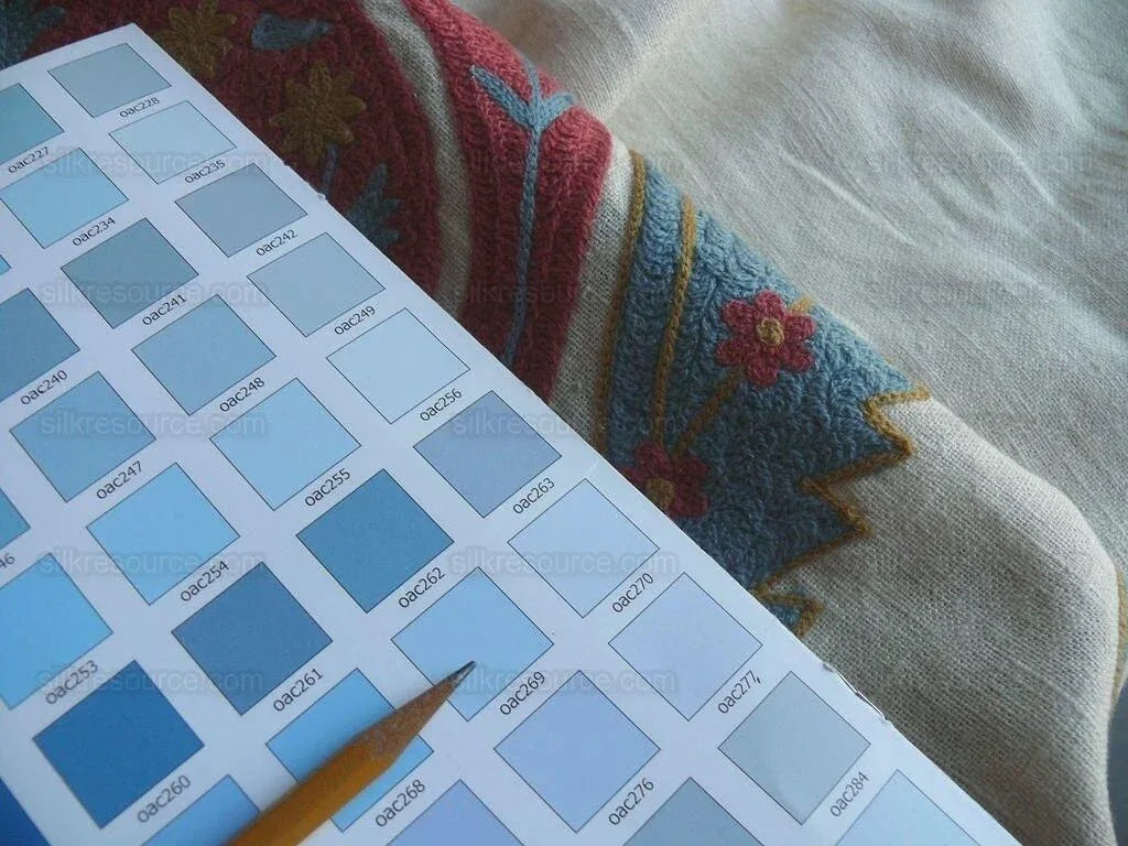 3.7y Brunschwig &amp; Fils Flowers Of Jamakhana Tea Rose/blue Chartreuse Crewel Embroidery Linen Tulip Pomegranite Blue Red MSRP USD 596/Y