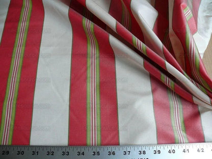 By yard Brunschwig and Fils 100% Silk Taffeta Stripe Hot Pink Green Cream Reversible MSRP USD 270/Y