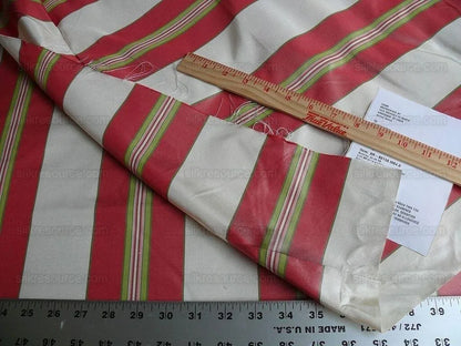 By yard Brunschwig and Fils 100% Silk Taffeta Stripe Hot Pink Green Cream Reversible MSRP USD 270/Y