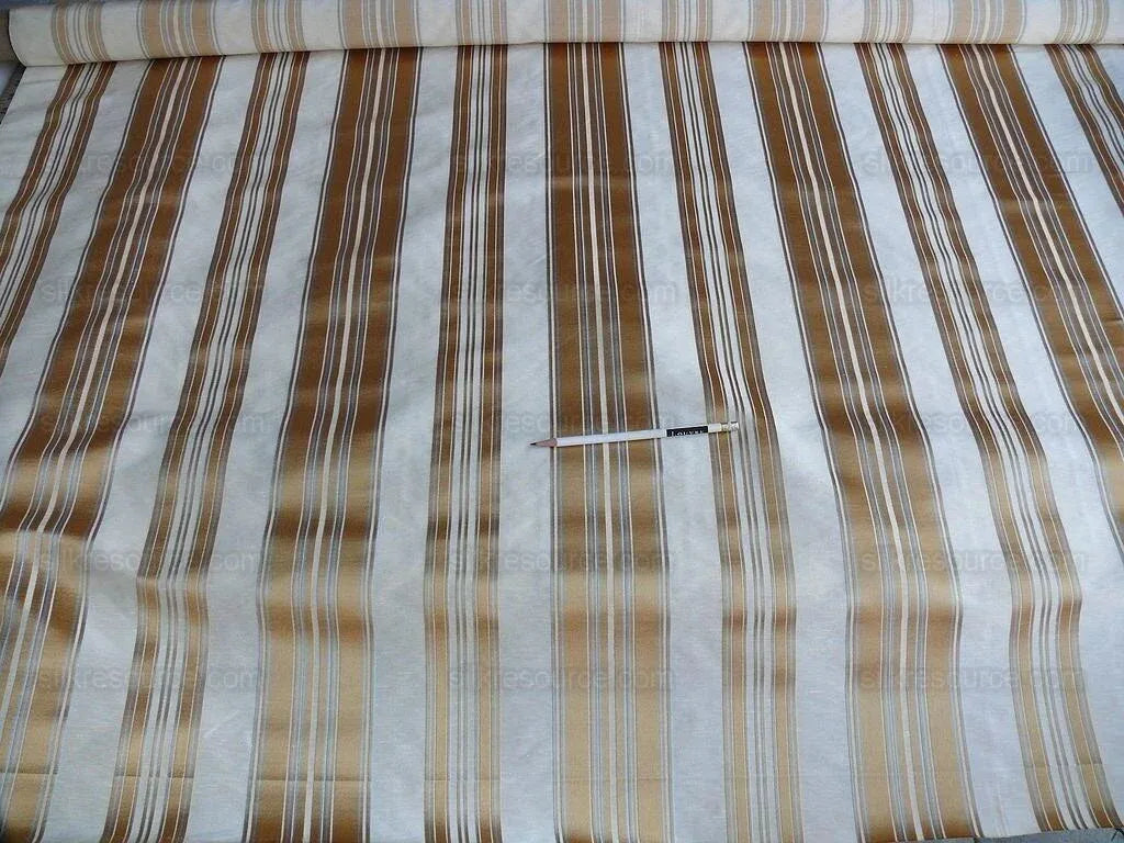 Brunschwig &amp; Fils Vilmorin Satin Stripe Gold Cream Blue MSRP USD 290/y