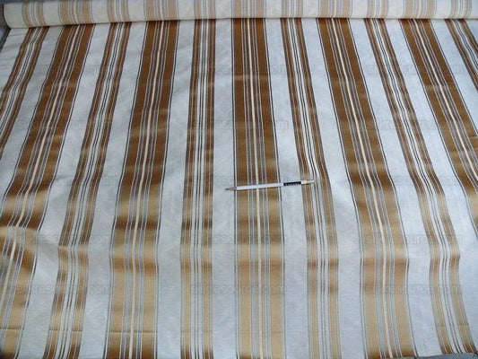Brunschwig &amp; Fils Vilmorin Satin Stripe Gold Cream Blue MSRP USD 290/y