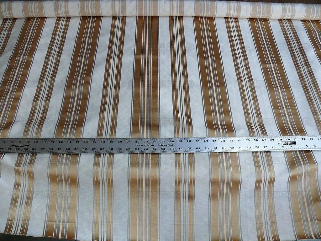 Brunschwig &amp; Fils Vilmorin Satin Stripe Gold Cream Blue MSRP USD 290/y