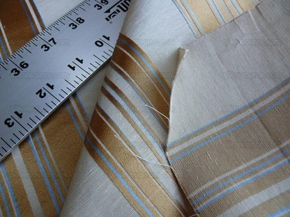 Brunschwig &amp; Fils Vilmorin Satin Stripe Gold Cream Blue MSRP USD 290/y