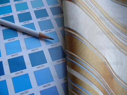 Brunschwig &amp; Fils Vilmorin Satin Stripe Gold Cream Blue MSRP USD 290/y