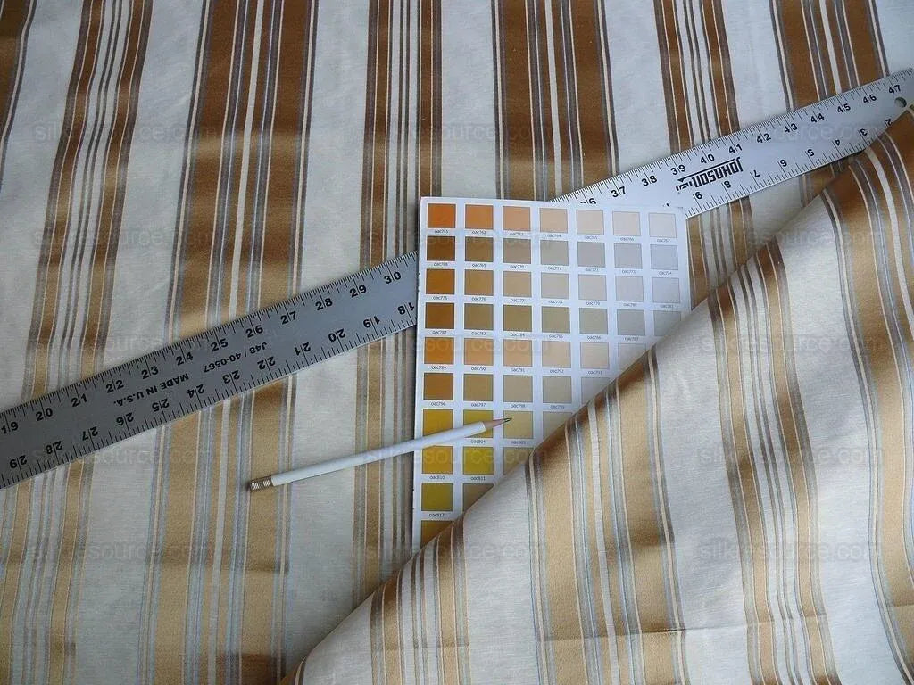 Brunschwig &amp; Fils Vilmorin Satin Stripe Gold Cream Blue MSRP USD 290/y