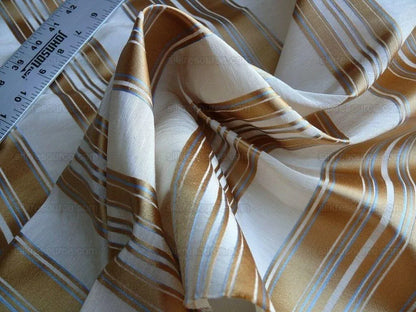 Brunschwig &amp; Fils Vilmorin Satin Stripe Gold Cream Blue MSRP USD 290/y