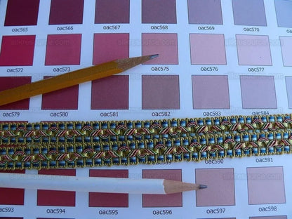 By Yd Brunschwig &amp; Fils Reve De Papillon 1/2 Inch Braid Marigold Peacock Blue Pink Gold Butterfly Bush