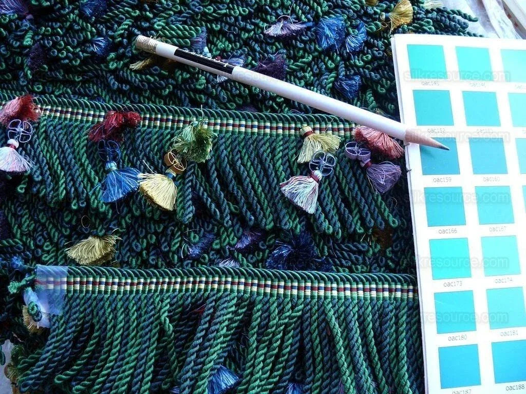 Brunschwig &amp; Fils Silk Trim Tassel Bullion Emerald Green Pink MSRP USD 140/Y