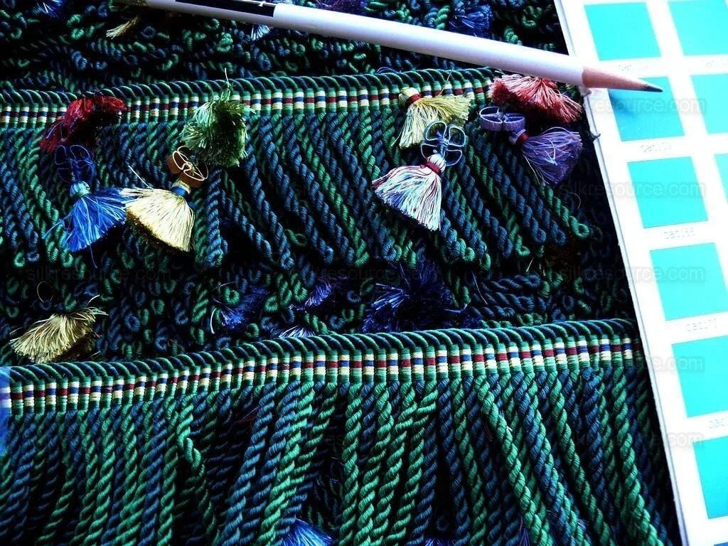 Brunschwig &amp; Fils Silk Trim Tassel Bullion Emerald Green Pink MSRP USD 140/Y