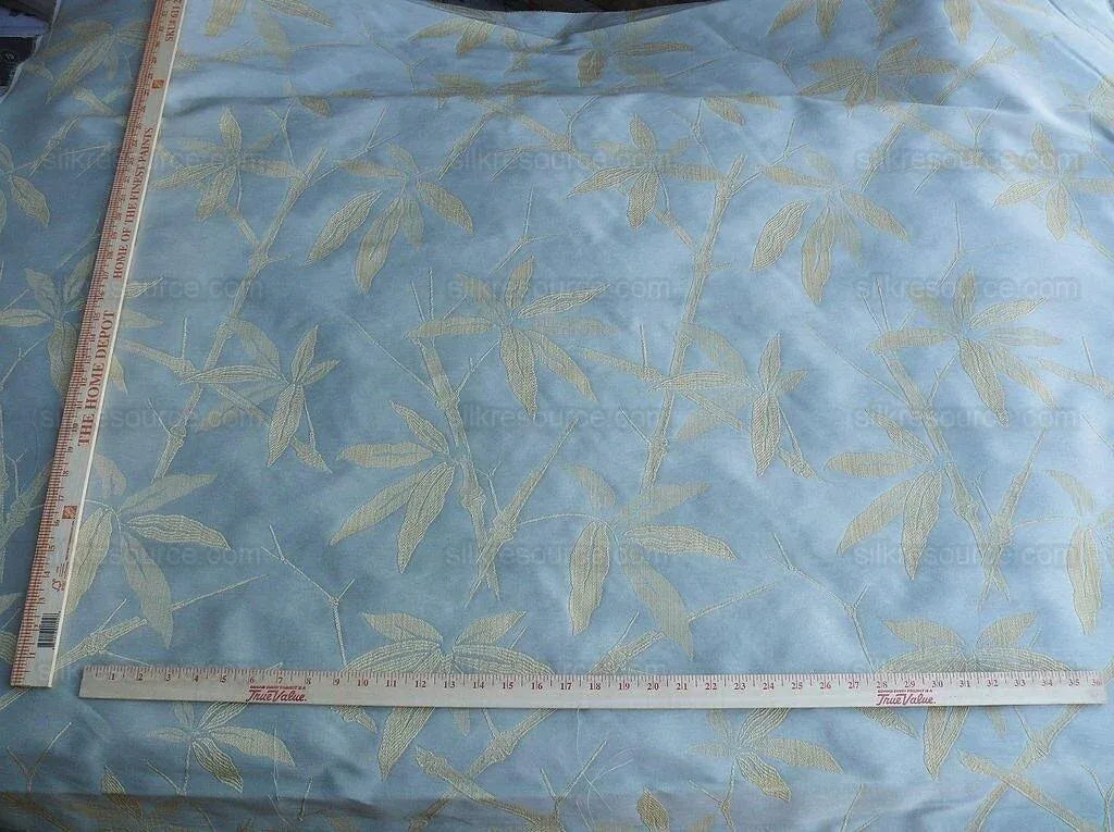 By Yd Lee Jofa Gp&amp;j Baker Bamboo Pale Aqua Blue Chinoiserie Linen Silk Lampas MSRP USD 298/y