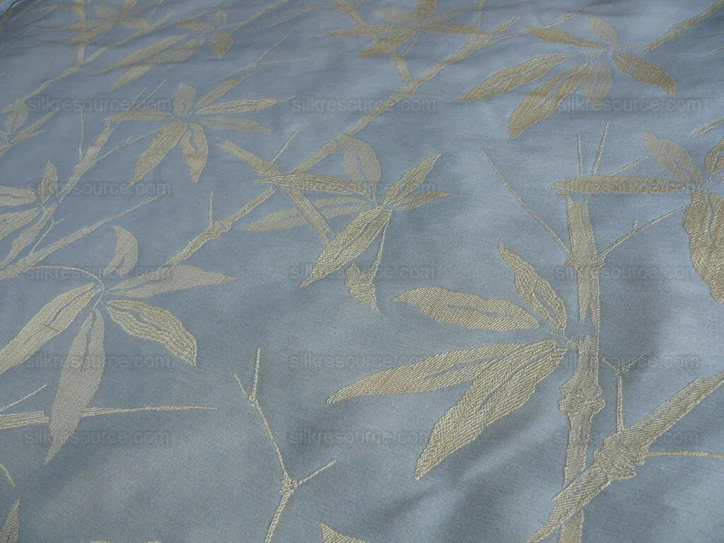 By Yd Lee Jofa Gp&amp;j Baker Bamboo Pale Aqua Blue Chinoiserie Linen Silk Lampas MSRP USD 298/y