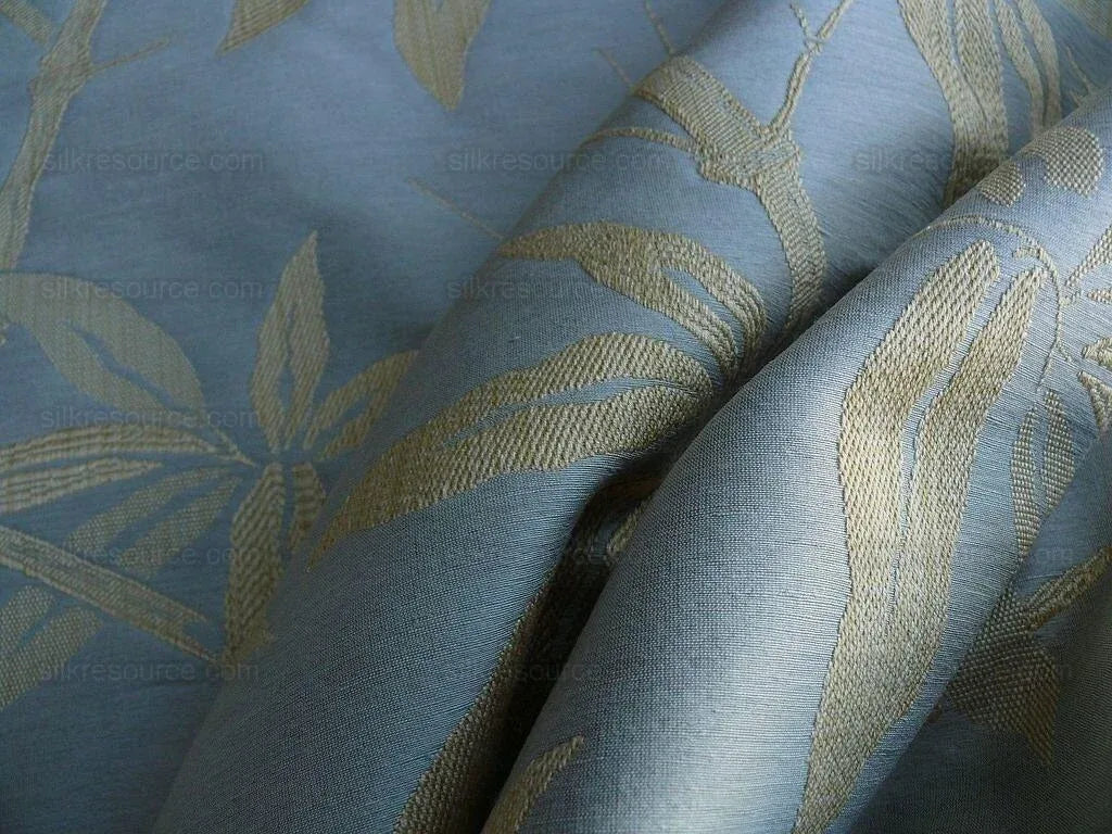 By Yd Lee Jofa Gp&amp;j Baker Bamboo Pale Aqua Blue Chinoiserie Linen Silk Lampas MSRP USD 298/y