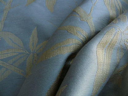 By Yd Lee Jofa Gp&amp;j Baker Bamboo Pale Aqua Blue Chinoiserie Linen Silk Lampas MSRP USD 298/y