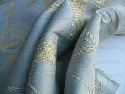 By Yd Lee Jofa Gp&amp;j Baker Bamboo Pale Aqua Blue Chinoiserie Linen Silk Lampas MSRP USD 298/y